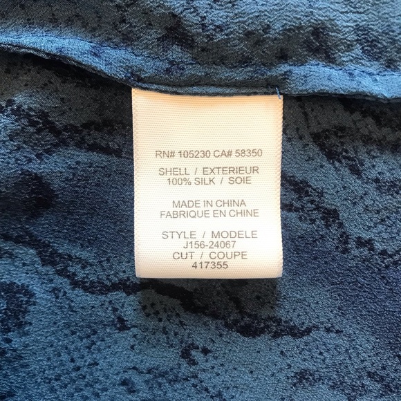 Joie Blue Aruna Split Neck Snakeskin Print Top - Picture 8 of 9